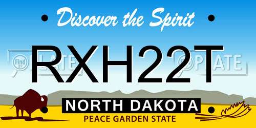 RXH22T North Dakota License Plate