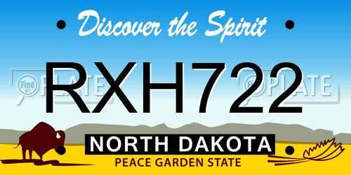 RXH722 North Dakota License Plate