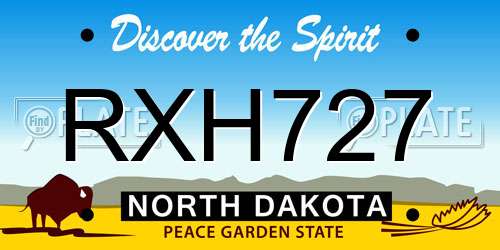 RXH727 North Dakota License Plate