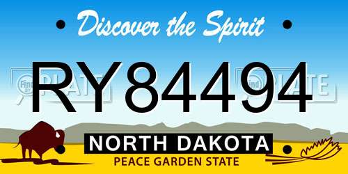 RY84494 North Dakota License Plate
