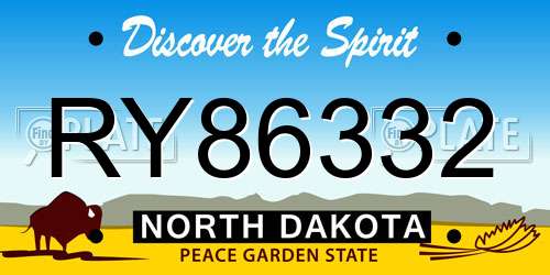 RY86332 North Dakota License Plate