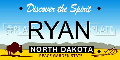 RYAN North Dakota License Plate