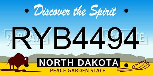 RYB4494 North Dakota License Plate