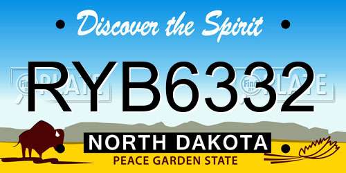 RYB6332 North Dakota License Plate