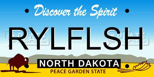 RYLFLSH North Dakota License Plate
