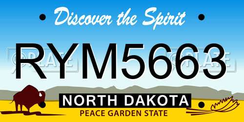 RYM5663 North Dakota License Plate