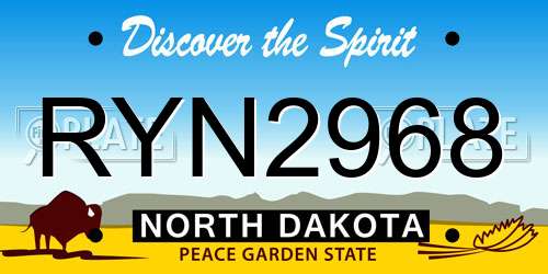 RYN2968 North Dakota License Plate