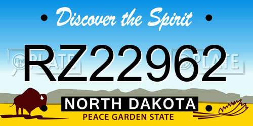 RZ22962 North Dakota License Plate