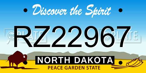 RZ22967 North Dakota License Plate