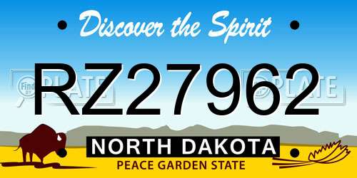 RZ27962 North Dakota License Plate