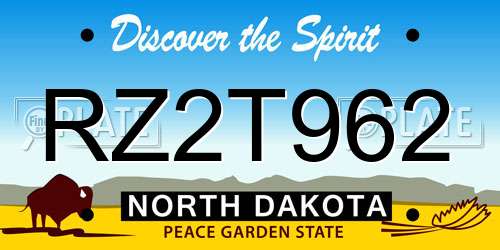 RZ2T962 North Dakota License Plate