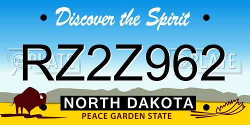 RZ2Z962 North Dakota License Plate