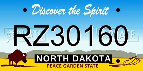 RZ30160 North Dakota License Plate