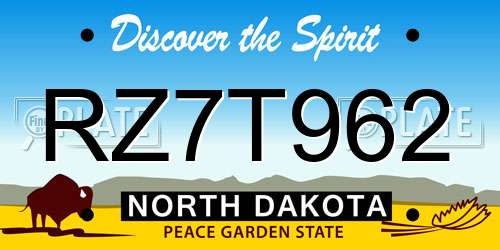 RZ7T962 North Dakota License Plate