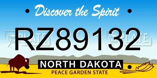 RZ89132 North Dakota License Plate
