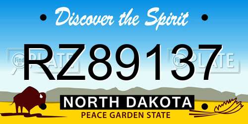 RZ89137 North Dakota License Plate