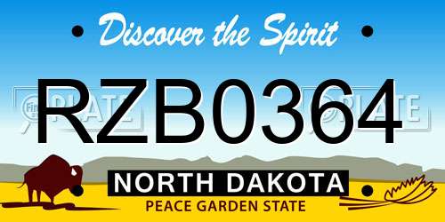 RZB0364 North Dakota License Plate