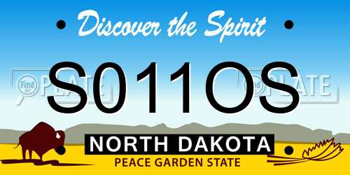 S011OS North Dakota License Plate