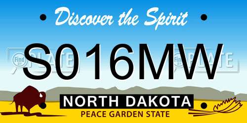 S016MW North Dakota License Plate