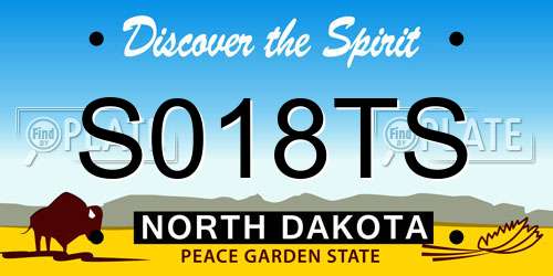 S018TS North Dakota License Plate