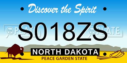 S018ZS North Dakota License Plate