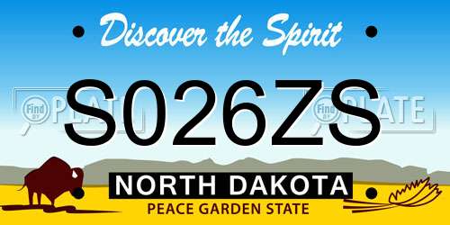 S026ZS North Dakota License Plate