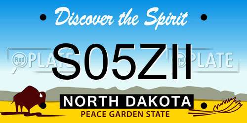S05ZII North Dakota License Plate