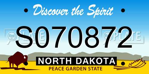 S070872 North Dakota License Plate