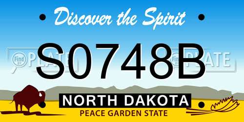S0748B North Dakota License Plate