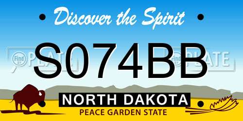 S074BB North Dakota License Plate