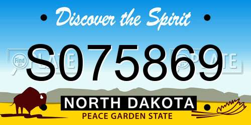 S075869 North Dakota License Plate