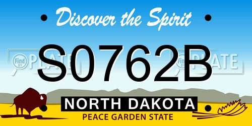 S0762B North Dakota License Plate