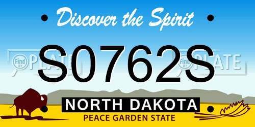 S0762S North Dakota License Plate