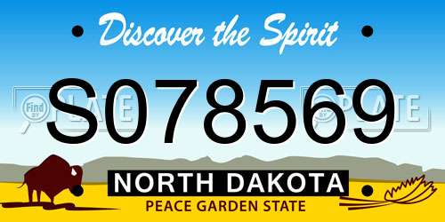 S078569 North Dakota License Plate