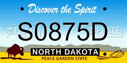 S0875D North Dakota License Plate