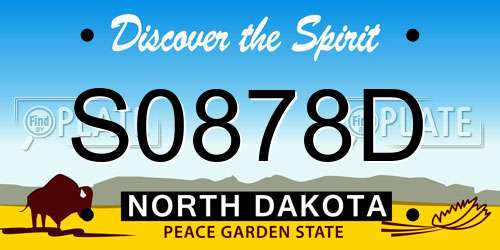 S0878D North Dakota License Plate