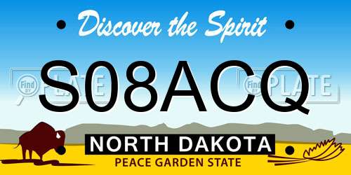 S08ACQ North Dakota License Plate
