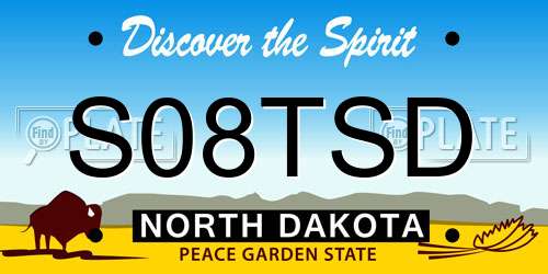 S08TSD North Dakota License Plate