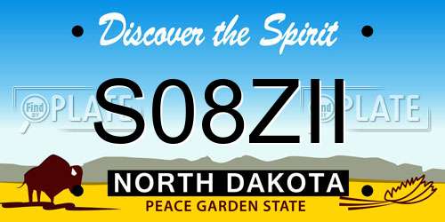 S08ZII North Dakota License Plate