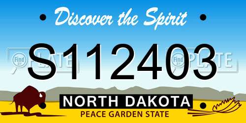 S112403 North Dakota License Plate