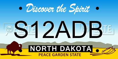 S12ADB North Dakota License Plate