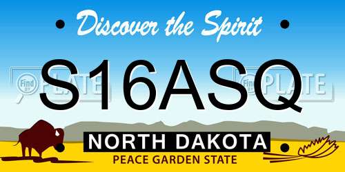 S16ASQ North Dakota License Plate