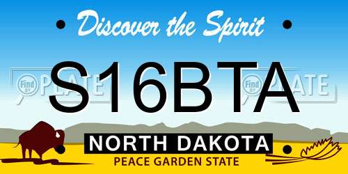 S16BTA North Dakota License Plate