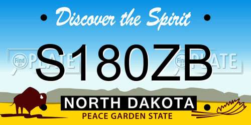 S180ZB North Dakota License Plate