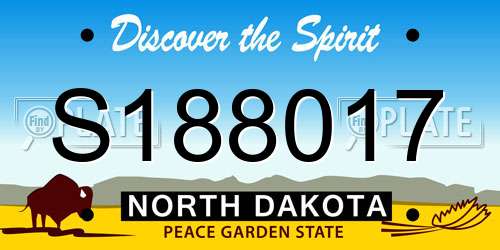 S188017 North Dakota License Plate