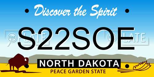 S22SOE North Dakota License Plate