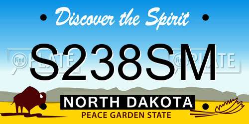 S238SM North Dakota License Plate