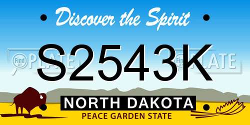 S2543K North Dakota License Plate