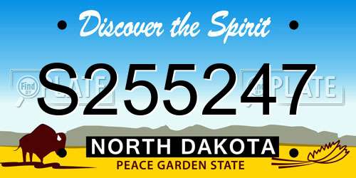 S255247 North Dakota License Plate