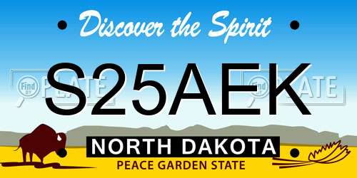 S25AEK North Dakota License Plate